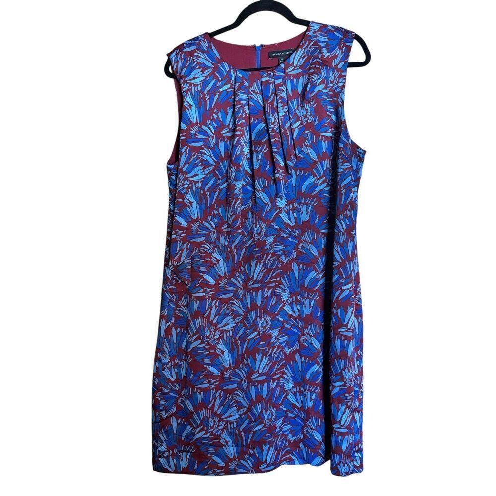 Banana Republic Shift Dress Womens 14 Multicolor Abstract Artsy Print Sleeveless
